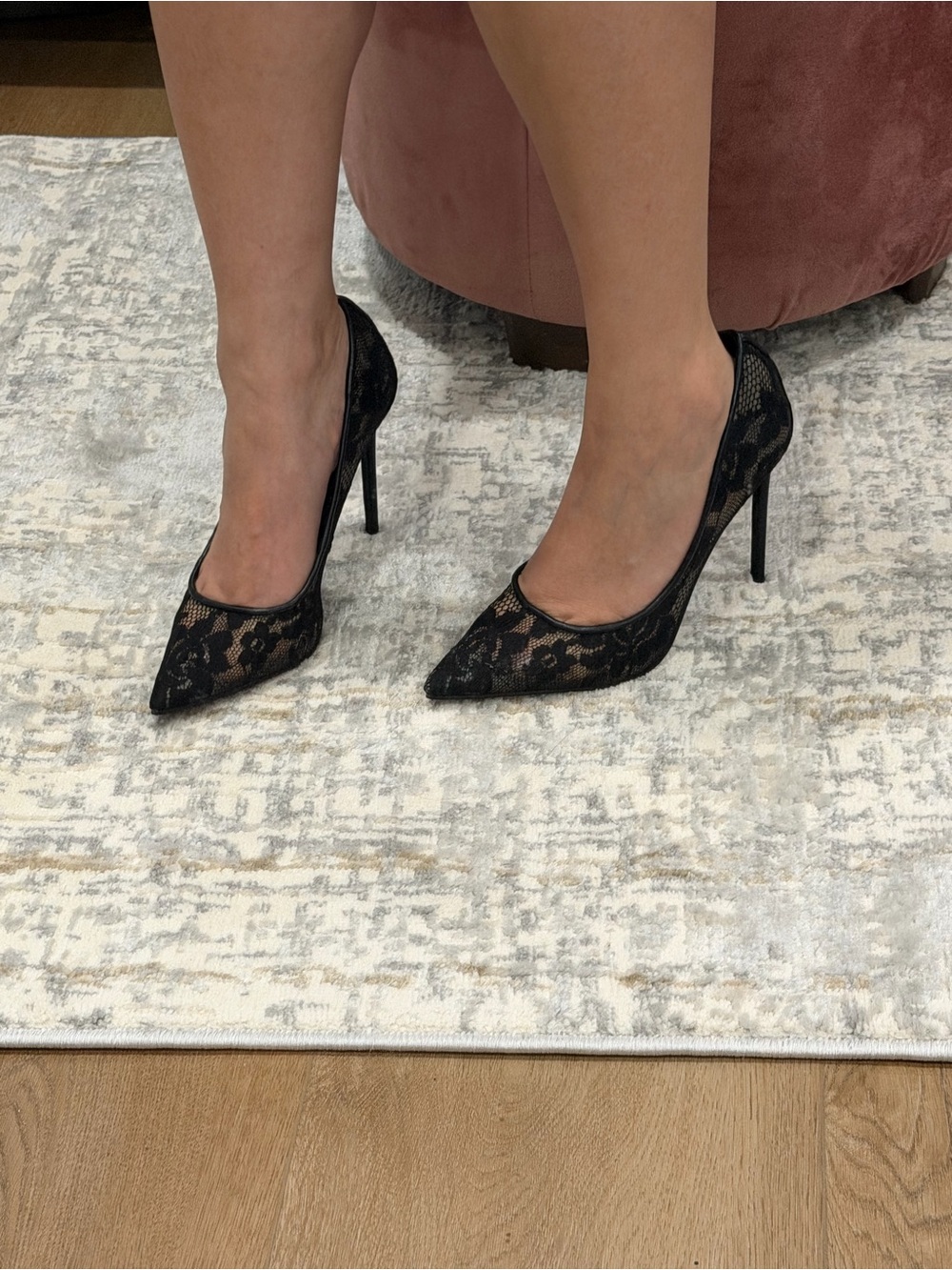 Steve Madden Black Lace Pointed Toe Stiletto Heels